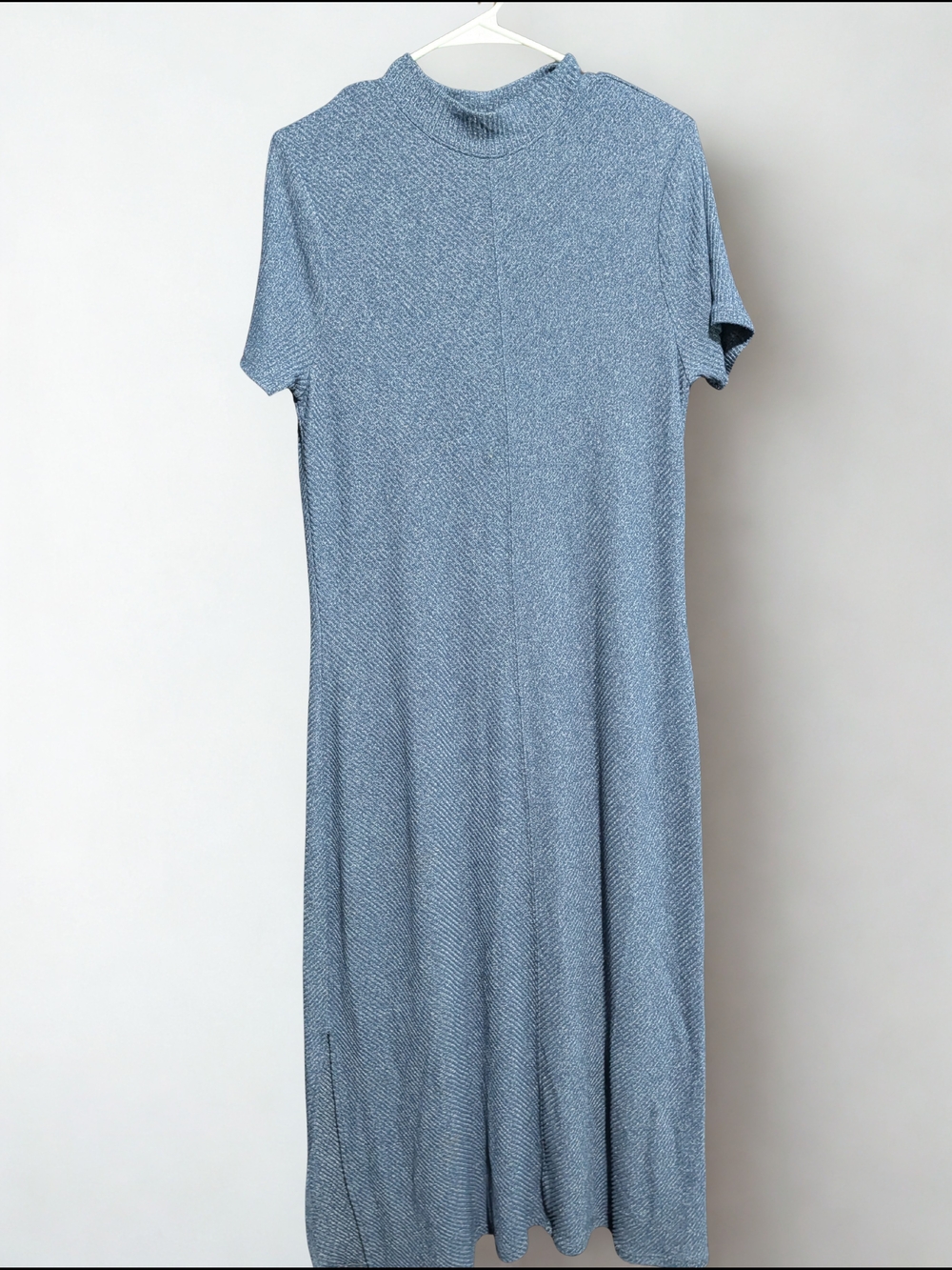 Haven Well Within Blue Ribbed Mock Neck Maxi Dress Medium